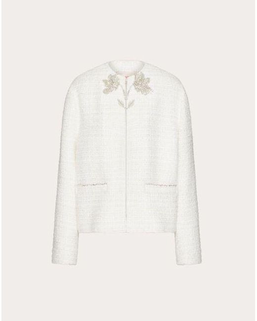 Valentino Natural Embroidered Glaze Tweed Jacket