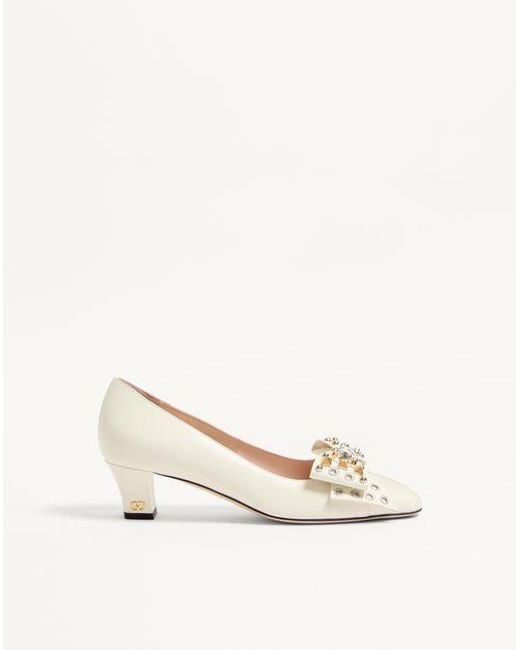 Valentino Garavani ボウワウ スタッズ キッドスキン パンプス 45mm 女性 アイボリー Natural