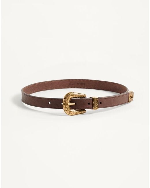 Valentino Garavani Brown Vlogo Signature Calfskin Belt 20 Mm