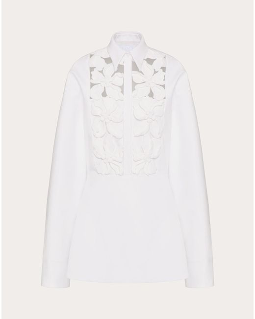 Valentino White Embroidered Compact Popeline Short Dress