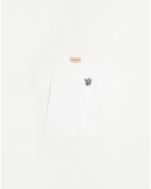 メンズ Valentino Vgパッチ コットン Tシャツ おとこ アイボリー Natural
