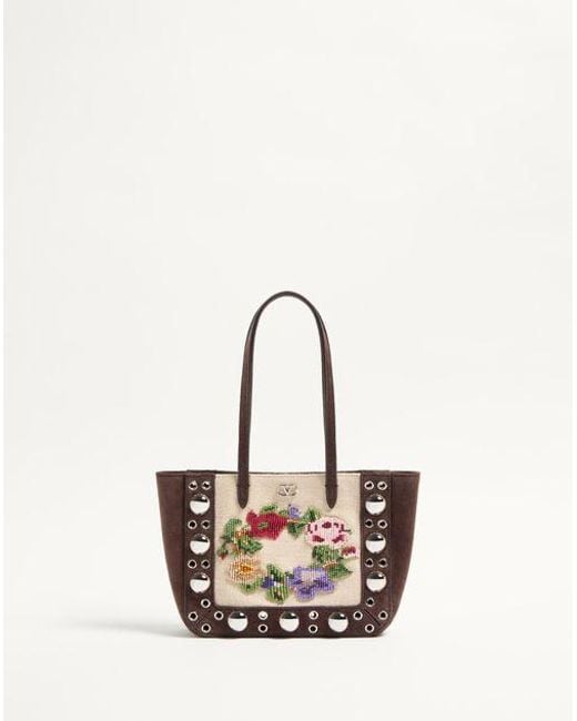 Valentino Garavani ヴァレンティノ ガラヴァーニ ネルコート ミニ エンブロイダリー トート 女性 マルチカラー/テスタディモロ Natural