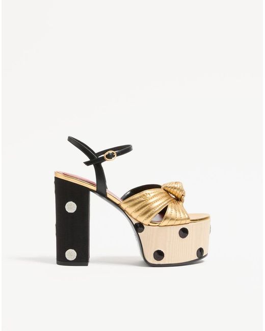 Valentino Garavani Metallic Crasher Platform Sandal With Plus De Pois Embroidery 125Mm 36