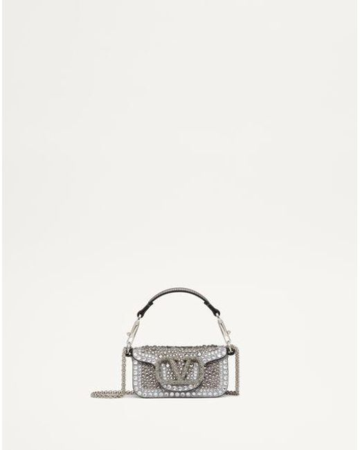 Valentino Garavani Natural Micro Locò Chain Bag With Rhinestones