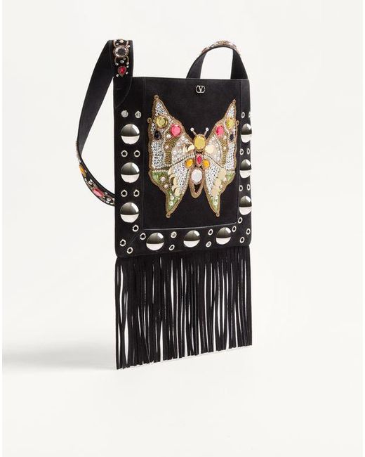 Sac Porté Épaule Nellcôte Brodé Avec Franges Femme Valentino Garavani en coloris Black