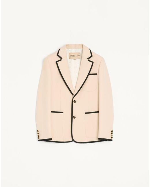 Valentino Natural Single-Breasted Wool Gabardine Jacket for men