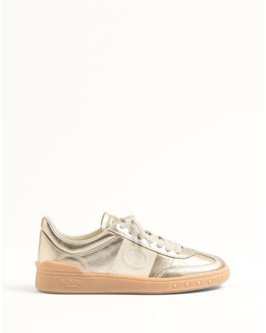 Valentino Garavani White Upvillage Trainer In Laminated Calfskin With Nappa Calfskin Leather Band