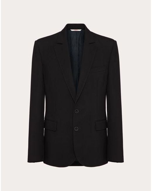 Valentino Black Single-breasted Wool Jacket With All-over Toile Iconographe Pattern for men