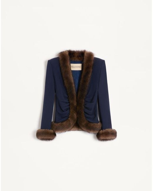 Valentino Blue Wool Crepe Jacket
