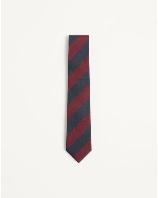 Valentino Garavani White Valentie Jacquard Regimental Silk Tie for men