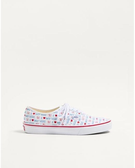 メンズ Valentino Garavani ヴァレンティノ ガラヴァーニ X Vans コラボレーション Valentino Vans Loveプリントファブリック ロートップ スニーカー おとこ ホワイト White