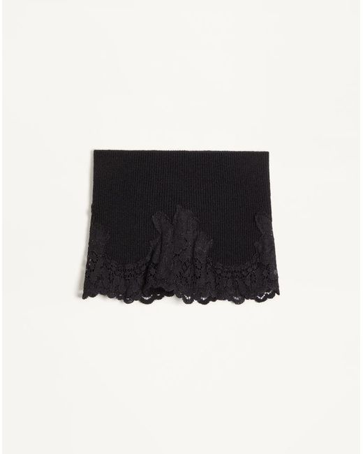 Valentino Garavani Black Vlogo Signature Cashmere And Lace Headband