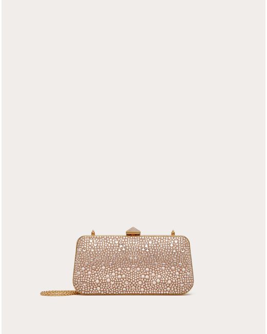 Valentino Garavani Natural Carry Secrets Rhinestone Minaudiere