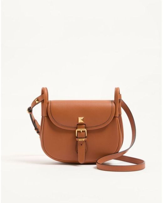Valentino Garavani Brown Flâneuse Small Leather Shoulder Bag