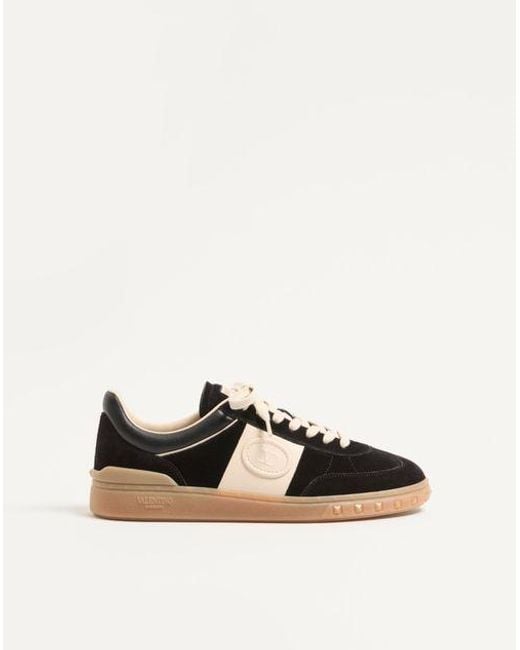 メンズ Valentino Garavani アップヴィレッジ スプリットレザー X カーフスキンナッパレザー ロートップスニーカー おとこ ブラック/グラッセ Multicolor