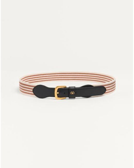 Valentino Garavani Natural Vlogo Signature Calfskin Belt 35 Mm for men