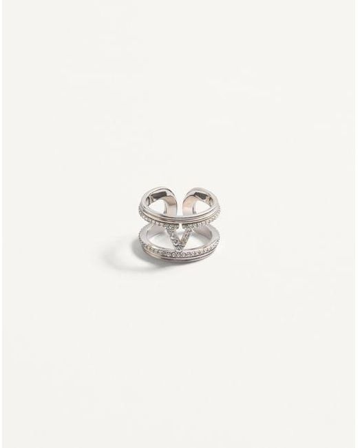 Valentino Garavani オヴァレット メタル X スワロフスキー®クリスタル リング 女性 Rhodium White