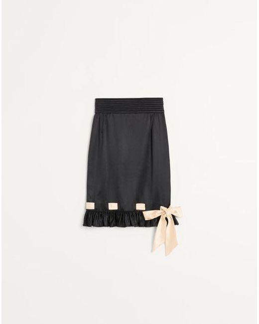 Valentino Black Double Satin Midi Skirt
