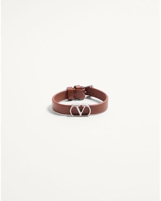Valentino Garavani White Vlogo Signature Grainy Calfskin Bracelet for men