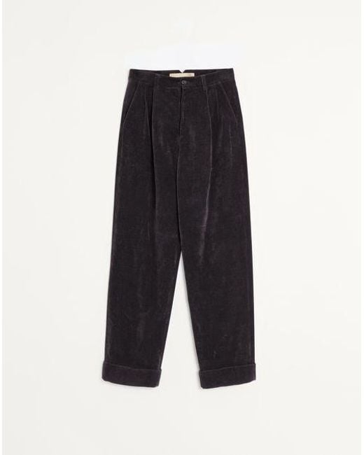 Valentino Blue Washed Cotton-Linen Velvet Trousers for men