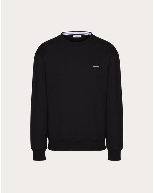 Valentino Black Print Cotton Crewneck Sweatshirt for men