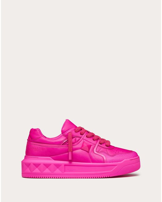 Valentino Garavani One Stud Xl Nappa Leather Lowtop Sneaker in Pink pp