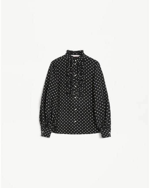 Valentino Black Crepe De Chine Shirt With Plusdepois Print 36
