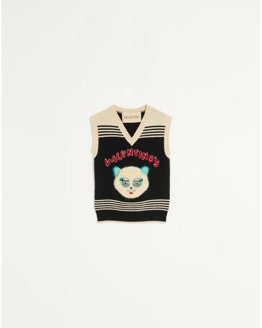Valentino ル シャ デ ラ メゾン エンブロイダリー ベスト 女性 ブラック/マルチカラー Black