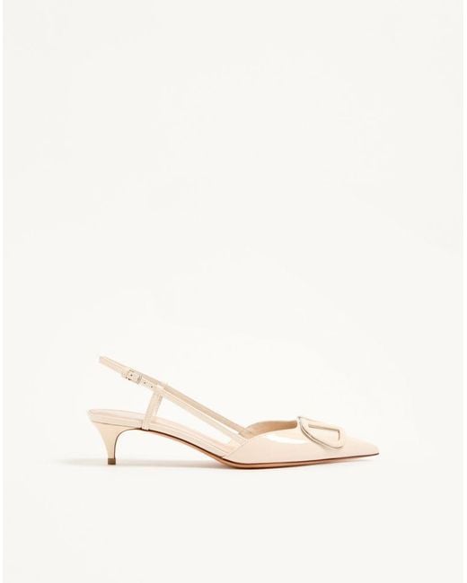 Valentino Garavani Natural Vlogo Signature Patent Leather Slingback Pump 40Mm 35.5