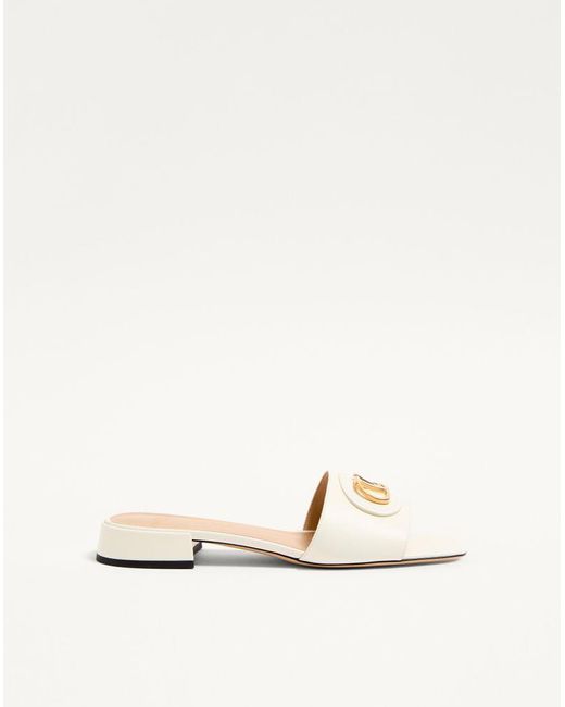 Valentino Garavani Natural Vlogo Signature Slide Sandal