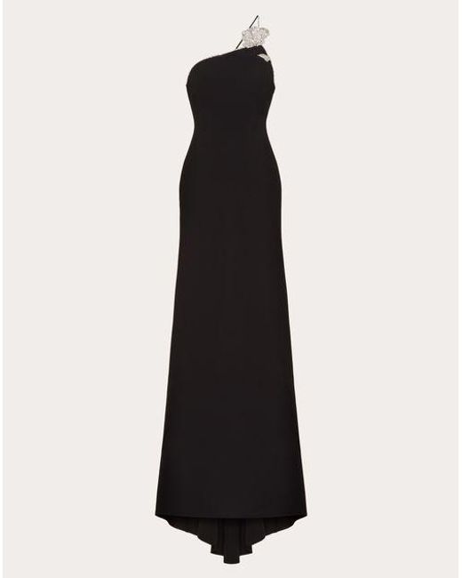 Valentino Black Embroidered Cady Couture Evening Dress