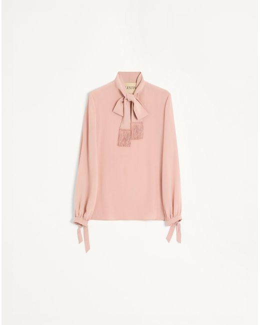 Valentino Pink Crepe De Chine Shirt 40