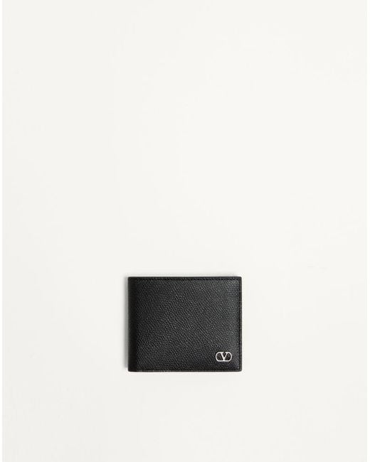 Valentino Garavani White Vlogo Signature Grainy Calfskin Wallet for men