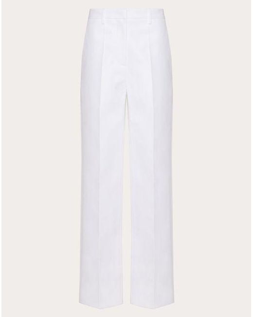 Pantalone in compact popeline di Valentino in White