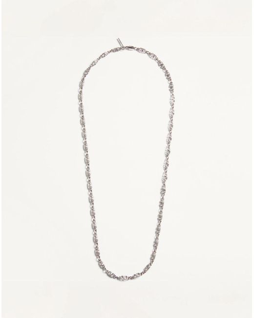 Valentino Garavani White Vlogo Signature Metal Necklace for men