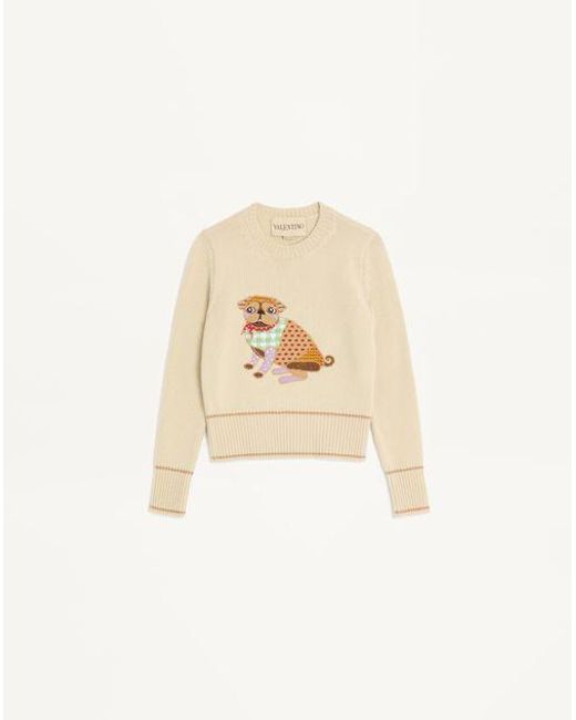 Valentino Natural Le Chien De La Maison Embroidered Jumper