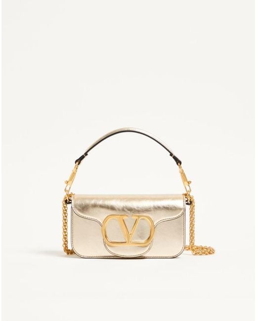 Valentino Garavani Natural Small Locò Metallic Calfskin Shoulder Bag