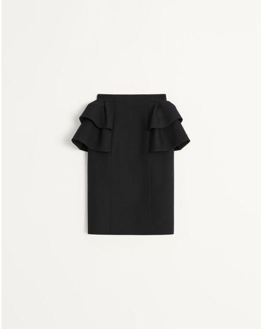 Falda Midi De Crepe Couture Mujer Valentino de color Black