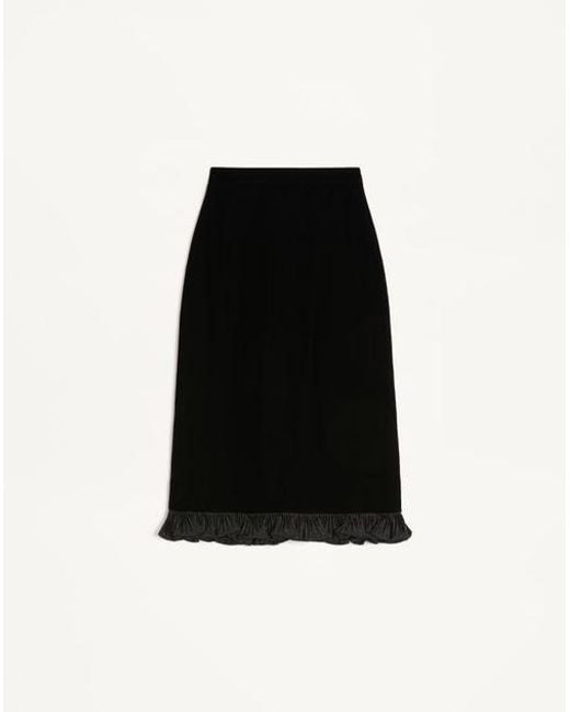 Valentino サブレ ベルベット スカート 女性 ブラック Black