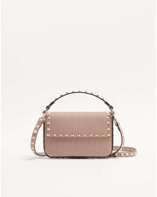 Valentino Garavani Pink Rockstud Grainy Calfskin Pouch