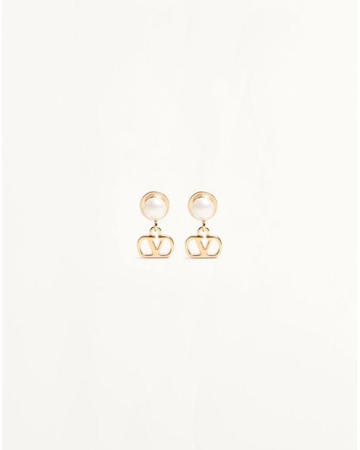 Valentino Garavani Natural Vlogo Signature Metal And Pearl Earrings