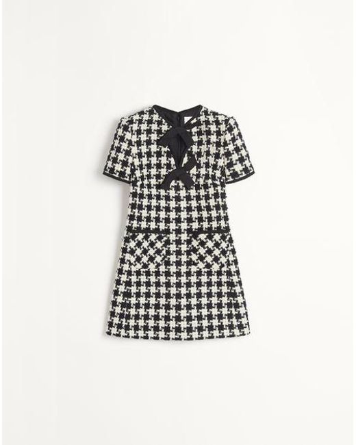 Valentino White Damier Light Tweed Short Dress