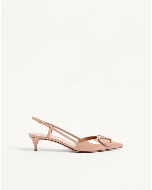 Valentino Garavani Pink Vlogo Signature Patent Leather Slingback Pump 40Mm