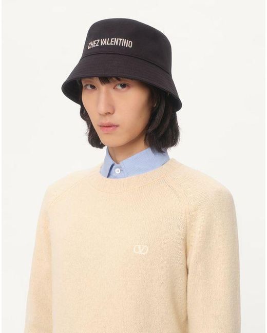 Bob En Coton Chez Avec Broderie Homme Valentino Garavani pour homme en coloris Black