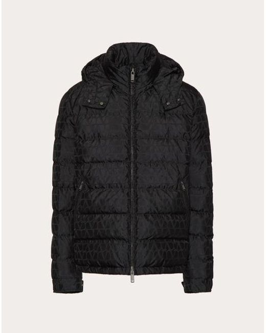 Valentino Black Nylon Down Jacket With Toile Iconographe Pattern for men