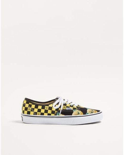 Valentino Garavani White And Vans Low-Top Fabric Trainer With Vlogo Checkerboard Print And Le Chat De La Maison Print for men