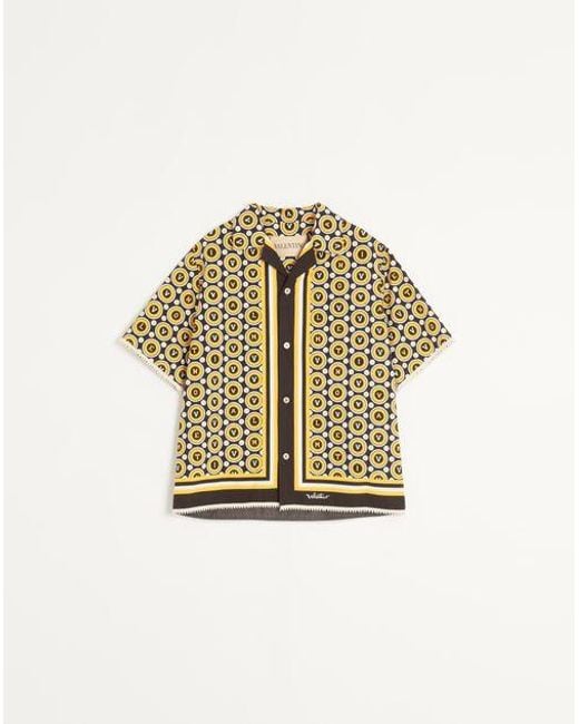 Valentino Bowlinghemd Aus Baumwollpopeline Mit Bulles Royales Print Mann in Metallic für Herren