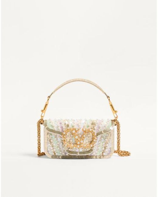 Valentino Garavani Natural Petit Sac Porté Épaule Locò Brodé Avec Logo Bijou Frau