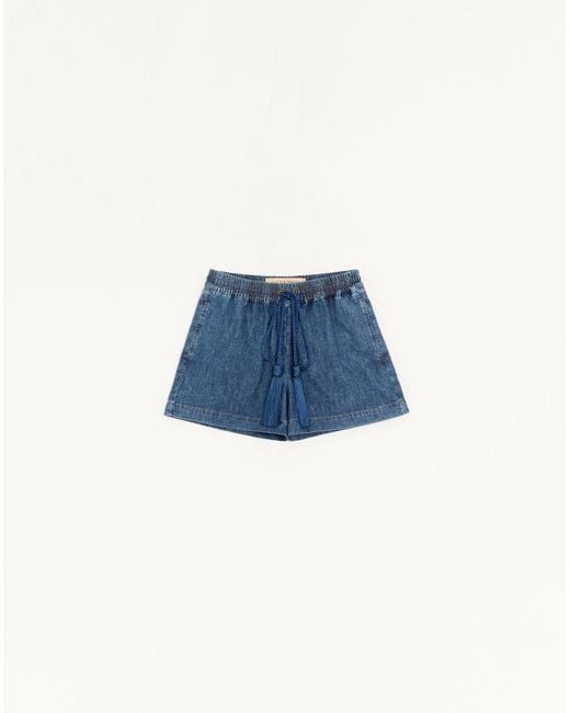 Valentino Blue Denim Chambray Shorts 36
