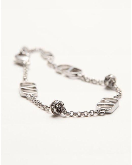 Valentino Garavani Natural Vlogo Signature Metal And Crystal Bracelet